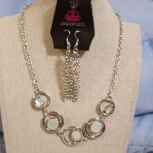 Big Night Out White Necklace with Free Earrings.  NWT